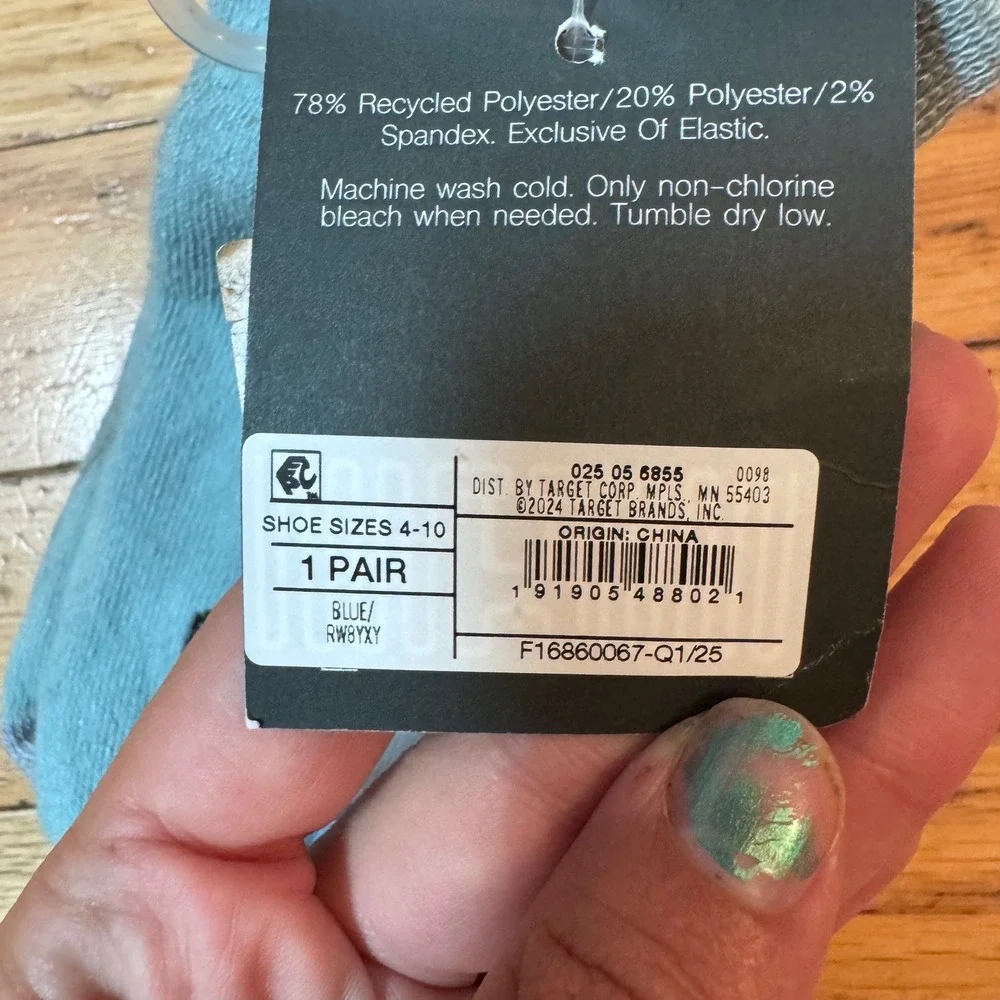Target Women Low Cut Ankle Socks Blue Cat Coffee Cup Graphic 1 Pair OS 4-10